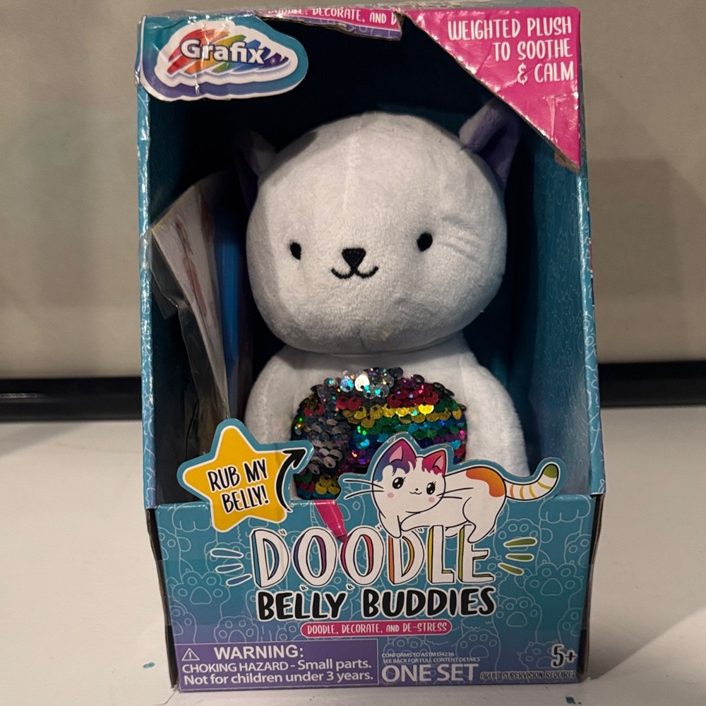 Doodle Belly Buddies Plush Toy - White and Purple